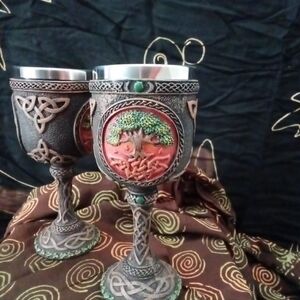 Pair Of Celtic Tree of Life Goblets By Pacific Giftware